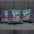Personalized New Zealand Warriors ANZAC Tribute Pillow Cover Poppy Field Soldier Silhouette Aboriginal Rugby Mascot