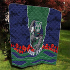 Personalized New Zealand Warriors ANZAC Tribute Quilt Poppy Field Soldier Silhouette Aboriginal Rugby Mascot