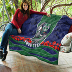 Personalized New Zealand Warriors ANZAC Tribute Quilt Poppy Field Soldier Silhouette Aboriginal Rugby Mascot