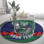 Personalized New Zealand Warriors ANZAC Tribute Round Carpet Poppy Field Soldier Silhouette Aboriginal Rugby Mascot