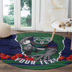 Personalized New Zealand Warriors ANZAC Tribute Round Carpet Poppy Field Soldier Silhouette Aboriginal Rugby Mascot