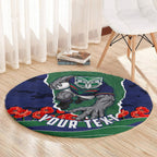 Personalized New Zealand Warriors ANZAC Tribute Round Carpet Poppy Field Soldier Silhouette Aboriginal Rugby Mascot