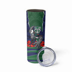 Personalized New Zealand Warriors ANZAC Tribute Skinny Tumbler Poppy Field Soldier Silhouette Aboriginal Rugby Mascot