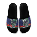 Personalized New Zealand Warriors ANZAC Tribute Slide Sandals Poppy Field Soldier Silhouette Aboriginal Rugby Mascot