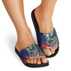 Personalized New Zealand Warriors ANZAC Tribute Slide Sandals Poppy Field Soldier Silhouette Aboriginal Rugby Mascot