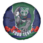 Personalized New Zealand Warriors ANZAC Tribute Spare Tire Cover Poppy Field Soldier Silhouette Aboriginal Rugby Mascot