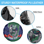 Personalized New Zealand Warriors ANZAC Tribute Spare Tire Cover Poppy Field Soldier Silhouette Aboriginal Rugby Mascot