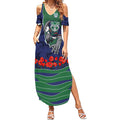 Personalized New Zealand Warriors ANZAC Tribute Summer Maxi Dress Poppy Field Soldier Silhouette Aboriginal Rugby Mascot