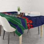 Personalized New Zealand Warriors ANZAC Tribute Tablecloth Poppy Field Soldier Silhouette Aboriginal Rugby Mascot