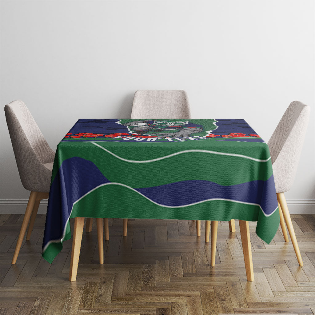 Personalized New Zealand Warriors ANZAC Tribute Tablecloth Poppy Field Soldier Silhouette Aboriginal Rugby Mascot