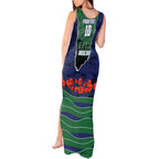 Personalized New Zealand Warriors ANZAC Tribute Tank Maxi Dress Poppy Field Soldier Silhouette Aboriginal Rugby Mascot