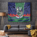 Personalized New Zealand Warriors ANZAC Tribute Tapestry Poppy Field Soldier Silhouette Aboriginal Rugby Mascot