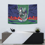 Personalized New Zealand Warriors ANZAC Tribute Tapestry Poppy Field Soldier Silhouette Aboriginal Rugby Mascot