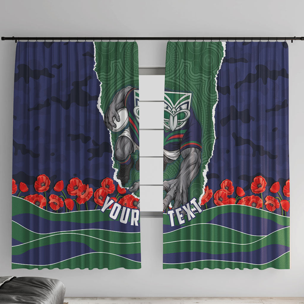 Personalized New Zealand Warriors ANZAC Tribute Window Curtain Poppy Field Soldier Silhouette Aboriginal Rugby Mascot