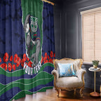 Personalized New Zealand Warriors ANZAC Tribute Window Curtain Poppy Field Soldier Silhouette Aboriginal Rugby Mascot