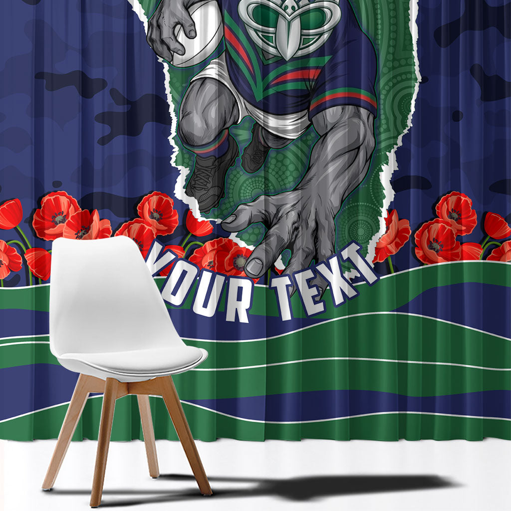 Personalized New Zealand Warriors ANZAC Tribute Window Curtain Poppy Field Soldier Silhouette Aboriginal Rugby Mascot