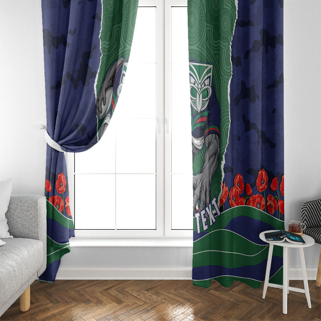 Personalized New Zealand Warriors ANZAC Tribute Window Curtain Poppy Field Soldier Silhouette Aboriginal Rugby Mascot