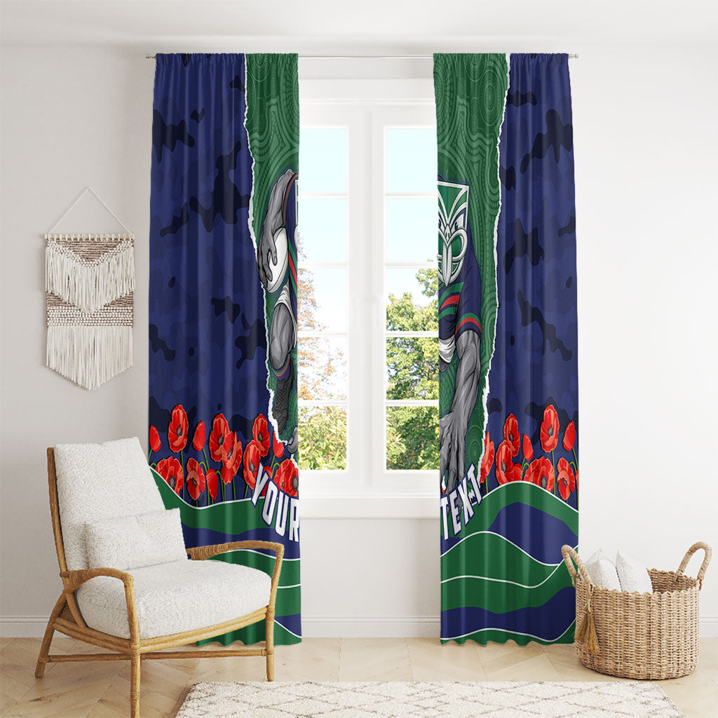Personalized New Zealand Warriors ANZAC Tribute Window Curtain Poppy Field Soldier Silhouette Aboriginal Rugby Mascot