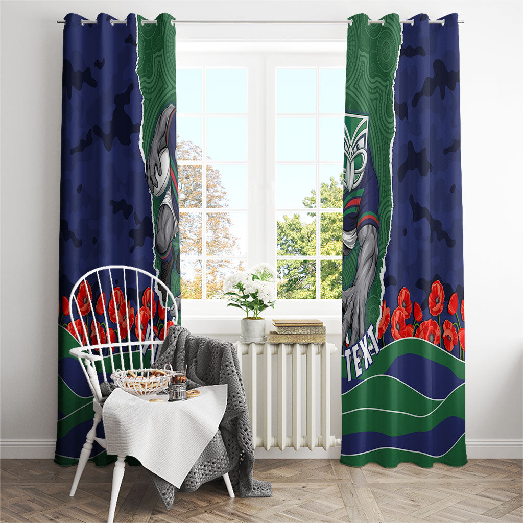 Personalized New Zealand Warriors ANZAC Tribute Window Curtain Poppy Field Soldier Silhouette Aboriginal Rugby Mascot