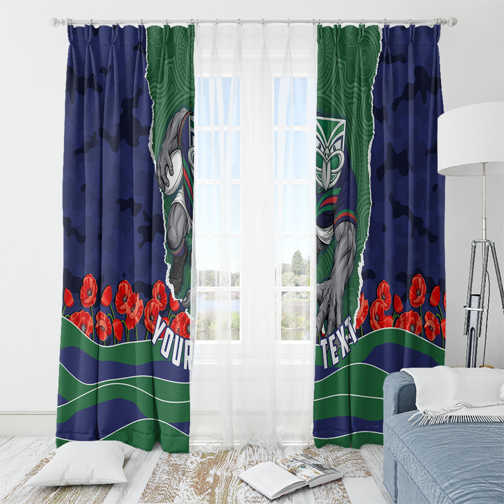 Personalized New Zealand Warriors ANZAC Tribute Window Curtain Poppy Field Soldier Silhouette Aboriginal Rugby Mascot