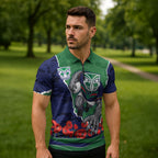 Personalized New Zealand Warriors ANZAC Tribute Zipper Polo Shirt Poppy Field Soldier Silhouette Aboriginal Rugby Mascot