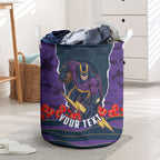 Personalized Melbourne Storm ANZAC Tribute Laundry Basket Poppy Field Soldier Silhouette Aboriginal Rugby Mascot