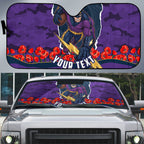 Personalized Melbourne Storm ANZAC Tribute Auto Sun Shade Poppy Field Soldier Silhouette Aboriginal Rugby Mascot