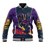Personalized Melbourne Storm ANZAC Tribute Baseball Jacket Poppy Field Soldier Silhouette Aboriginal Rugby Mascot