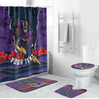 Personalized Melbourne Storm ANZAC Tribute Bathroom Set Poppy Field Soldier Silhouette Aboriginal Rugby Mascot
