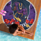 Personalized Melbourne Storm ANZAC Tribute Beach Blanket Poppy Field Soldier Silhouette Aboriginal Rugby Mascot