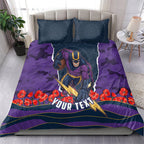 Personalized Melbourne Storm ANZAC Tribute Bedding Set Poppy Field Soldier Silhouette Aboriginal Rugby Mascot