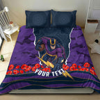 Personalized Melbourne Storm ANZAC Tribute Bedding Set Poppy Field Soldier Silhouette Aboriginal Rugby Mascot