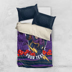 Personalized Melbourne Storm ANZAC Tribute Bedding Set Poppy Field Soldier Silhouette Aboriginal Rugby Mascot