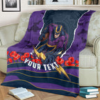 Personalized Melbourne Storm ANZAC Tribute Blanket Poppy Field Soldier Silhouette Aboriginal Rugby Mascot