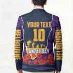 Personalized Melbourne Storm ANZAC Tribute Blazer Poppy Field Soldier Silhouette Aboriginal Rugby Mascot