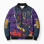Personalized Melbourne Storm ANZAC Tribute Bomber Puffer Jacket Poppy Field Soldier Silhouette Aboriginal Rugby Mascot
