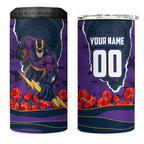 Personalized Melbourne Storm ANZAC Tribute 4 in 1 Can Cooler Tumbler Poppy Field Soldier Silhouette Aboriginal Rugby Mascot