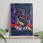 Personalized Melbourne Storm ANZAC Tribute Canvas Wall Art Poppy Field Soldier Silhouette Aboriginal Rugby Mascot