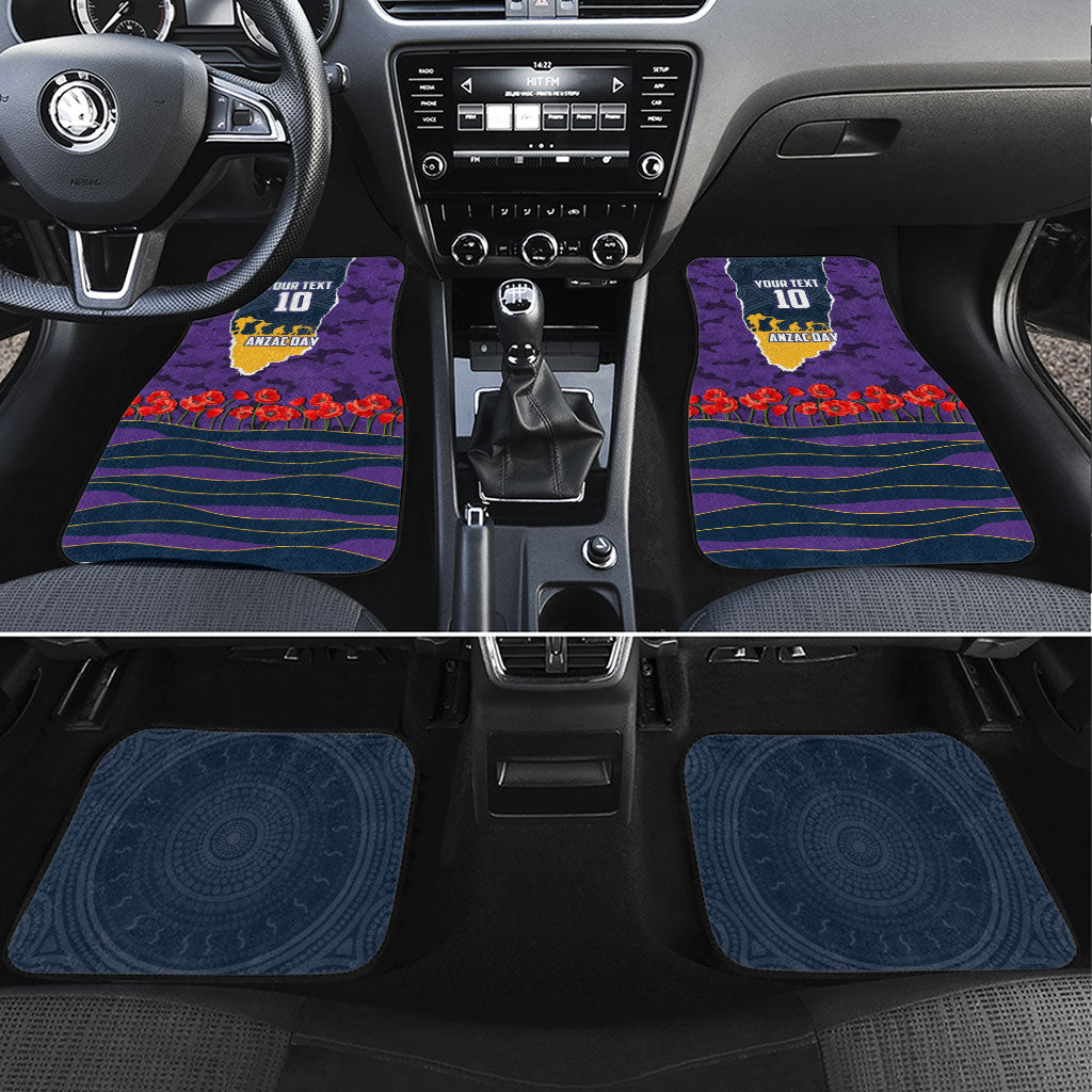 Personalized Melbourne Storm ANZAC Tribute Car Mats Poppy Field Soldier Silhouette Aboriginal Rugby Mascot