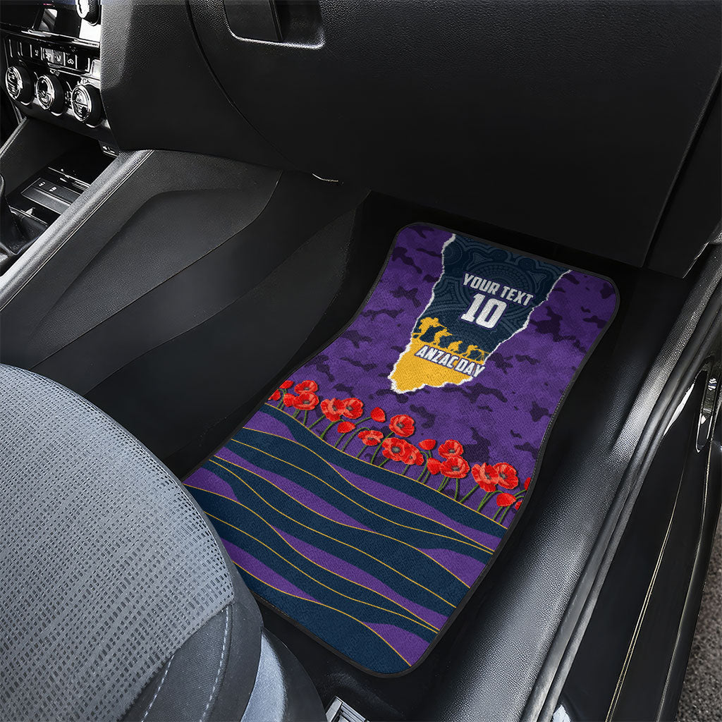 Personalized Melbourne Storm ANZAC Tribute Car Mats Poppy Field Soldier Silhouette Aboriginal Rugby Mascot