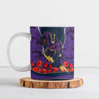 Personalized Melbourne Storm ANZAC Tribute Ceramic Mug Poppy Field Soldier Silhouette Aboriginal Rugby Mascot