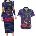 Personalized Melbourne Storm ANZAC Tribute Couples Matching Long Sleeve Bodycon Dress and Hawaiian Shirt Poppy Field Soldier Silhouette Aboriginal Rugby Mascot