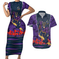 Personalized Melbourne Storm ANZAC Tribute Couples Matching Short Sleeve Bodycon Dress and Hawaiian Shirt Poppy Field Soldier Silhouette Aboriginal Rugby Mascot