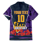 Personalized Melbourne Storm ANZAC Tribute Family Matching Long Sleeve Bodycon Dress and Hawaiian Shirt Poppy Field Soldier Silhouette Aboriginal Rugby Mascot