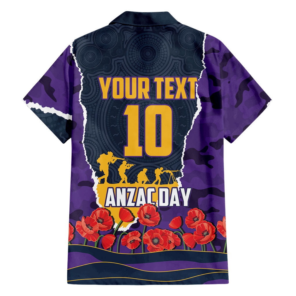 Personalized Melbourne Storm ANZAC Tribute Family Matching Summer Maxi Dress and Hawaiian Shirt Poppy Field Soldier Silhouette Aboriginal Rugby Mascot