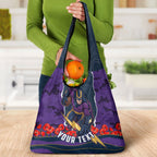 Personalized Melbourne Storm ANZAC Tribute Grocery Bag Poppy Field Soldier Silhouette Aboriginal Rugby Mascot