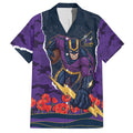 Personalized Melbourne Storm ANZAC Tribute Hawaiian Shirt Poppy Field Soldier Silhouette Aboriginal Rugby Mascot