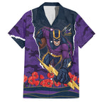 Personalized Melbourne Storm ANZAC Tribute Hawaiian Shirt Poppy Field Soldier Silhouette Aboriginal Rugby Mascot