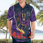 Personalized Melbourne Storm ANZAC Tribute Hawaiian Shirt Poppy Field Soldier Silhouette Aboriginal Rugby Mascot