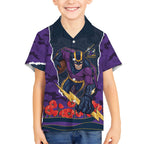 Personalized Melbourne Storm ANZAC Tribute Hawaiian Shirt Poppy Field Soldier Silhouette Aboriginal Rugby Mascot